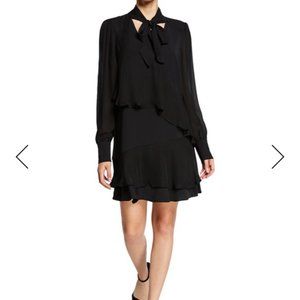 NWT Parker Kenji Tiered Chiffon Long-Sleeve Dress